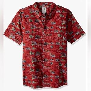 Element Men's Short Sleeve Size M Red Camping Style Fabric Button Up NWOT